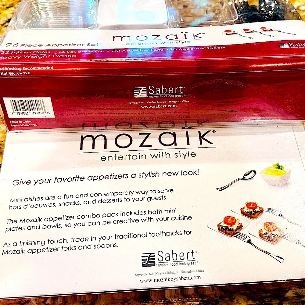 Mozaik Appetizer combo 96 pc.Set- 2 boxes & 48 pc. Spoons - 1 box